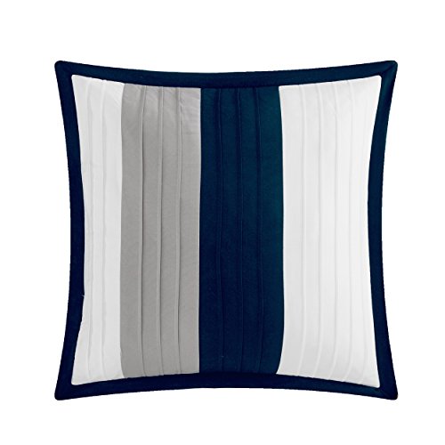 Chic Home Ayelet 10 Piece Comforter Set Color Block Ruffled Bag Bedding-Decorative Pillows Shams Included, Queen, Navy