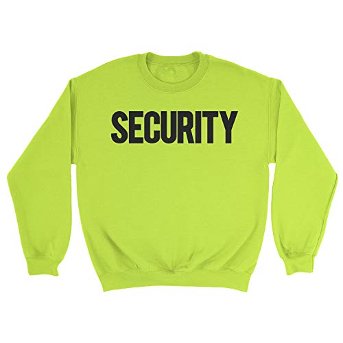 NYC FACTORY Security Sweatshirt Front Back Print Mens Staff Event Uniform Bouncer Screen Printed (Neon/Black, 2XL) - Thumbnail 3