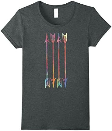 Womens 4 Arrows Watercolor Tie-Dye Archery Tribal Native T-shirt Small Dark Heather