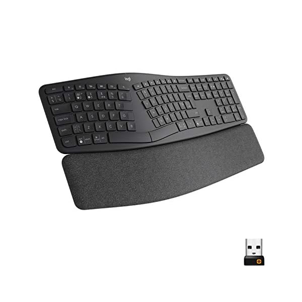 Logitech-ERGO-K860-Wireless-Ergonomic-Keyboard-with-Split-Keyboard-Layout-Wrist-Rest-Support-Natural-Typing-Dark-GreyStain-Resistant-WindowsMac-Bluetooth-USB-Receiver-Included--UK-Layout Logitech ERGO K860 Wireless Ergonomic Keyboard - Split Keyboard Layout, Wrist Rest, Natural Typing, Stain-Resistant…