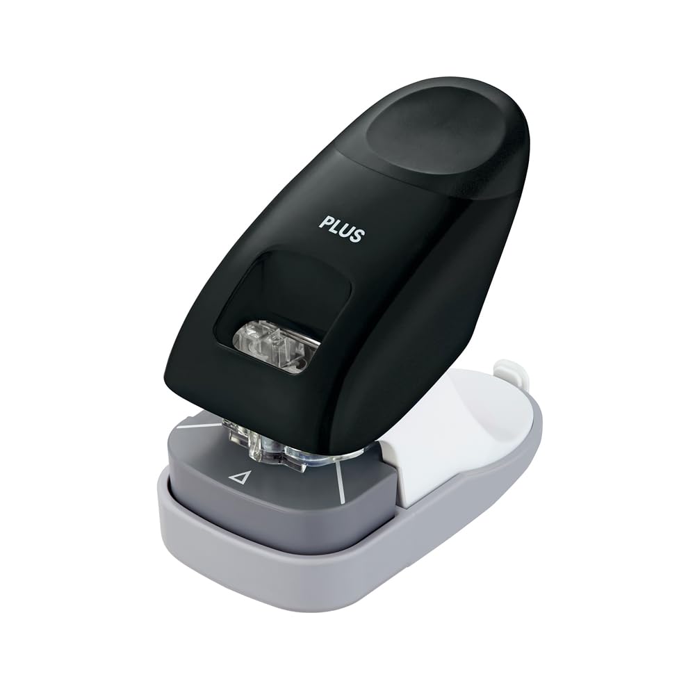 PLUS Japan, Staple-Free Stapler Desktop Model Black, 10 Sheet stapling Capacity, 1 Piece Pack (1 x 1 Stapler)