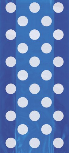 Royal Blue Polka Dot Cellophane Bags, 20ct