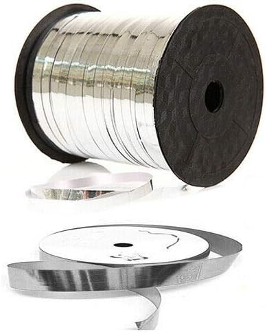 Metallic Curling Ribbon Silver Curling Ribbon for Balloons Gift Wrapping Presents Crafts Wrapping Ribbon Wedding Birthday Christmas New Year Decoration 200 Meters