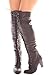 Lolli Couture Women's Faux Leather Lace-up Long Combat Style Over-the-Knee Chunky Heel Long Boots
