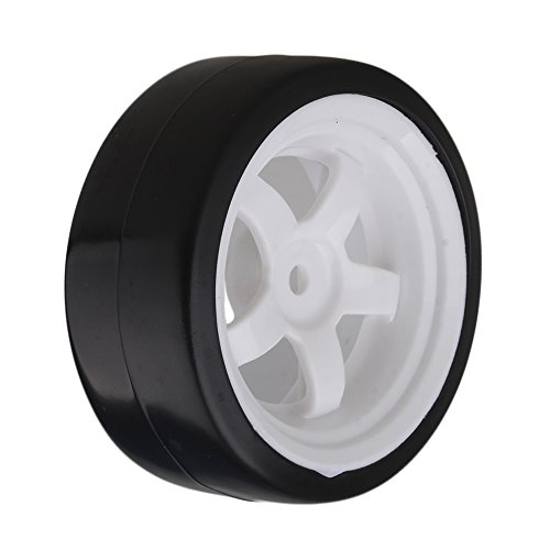 BQLZR 5 Spoke White Wheel Rim & Tyre Tires White+Black for RC 1:10 Drift Car & On Road Car Pack Of 4