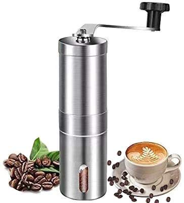 Manual Coffee Grinder Stainless Steel Portable with Adjustable Setting Conical Burr Mill for Aeropress, Drip Coffee, Espresso, French Press Used in Home and Travel