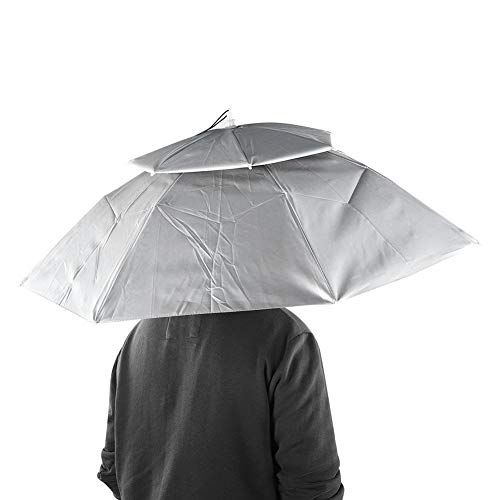 Heitune Große Doppel Faltbare Regenschirm-Hut Breathable Anti-UV-Regen-Kappe for Outdoor Angeln (95cm / 37.4in) – Bild 8