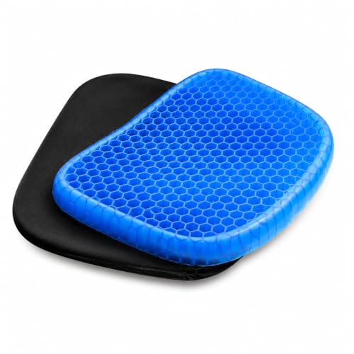 Almofada Ortopédica de Assento em Gel Silicone com Capa (Cóccix/Coluna) | Capa Lavável Antiderrapante, Para Cóccix, Coluna, Hemorroida, Para Idosos, Escritório, Cadeira de Rodas, Carro, Casa