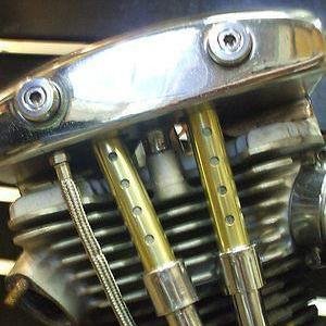OLD-STF - Harley Brass Keeper Set for 1948-1965 Panhead, 1957-1984 Ironhead Sportster Motors - HOLES - MADE IN THE USA