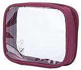 Scout Jump TSA Approved Small Clear Durable Toiletry Bag for Domestic/International Travel | Quart Size for 3-1-1 Compliant Toiletries/Cosmetics/Accessories in Carry-On Luggage (Burgundy)