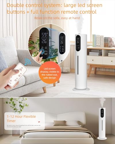 Humidifiers for Bedroom 9L Ultrasonic Cool Mist Humidifier for Large Room, Lasts 52H with 360° Nozzle, Sleep Mode & Auto Shut Off. Top Fill, 300ml/H Mist Speed, Ideal for Baby, Home, Office