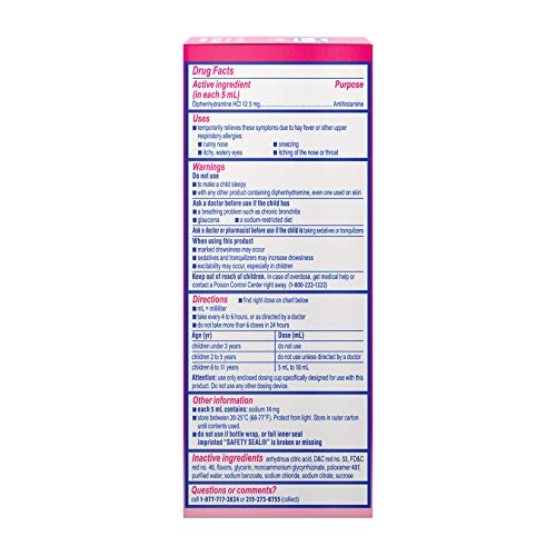 Benadryl Children's Allergy Relief Liquid Medicine with Diphenhydramine