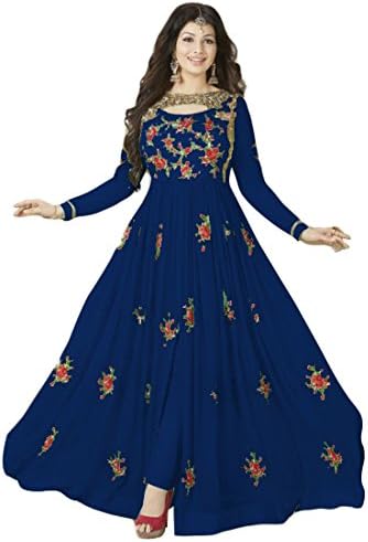 Designer Beautiful Blue Flower Printed Long Anarkali Suit (ER10214)