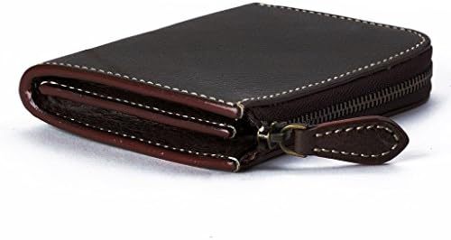 MAGIC TALE Genuine Vegetable Tanned Leather Designer Zipper Wallet for Men,Black