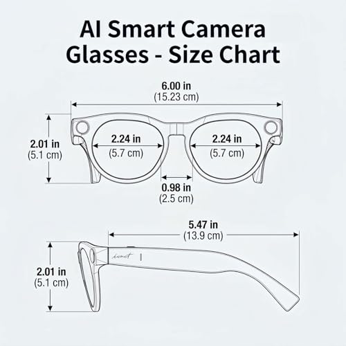 AI Smart Glasses with Camera and Audio, 8MP HD Bluetooth Camera Glasses,1080P Video Recording Sunglasses,Real Time Translation,AI Assistant,Object Recognition,Open-Ear Audio for Travel, Meetings Vlog