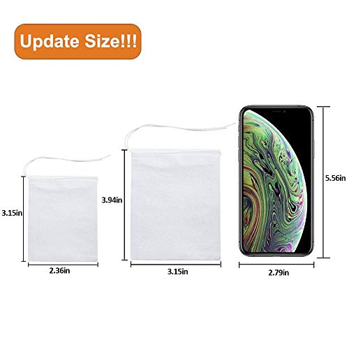 Besego Disposable Drawstring Tea Filter Bags, Empty Natural Material Tea Infuser Bag for Herb and Tea Loose Leaf Pack of 100 (2.36''3.15'')