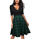 REPHYLLIS Women's Vintage Casual Flare Floral Sleeveless Party Mini Dress (L, Green)