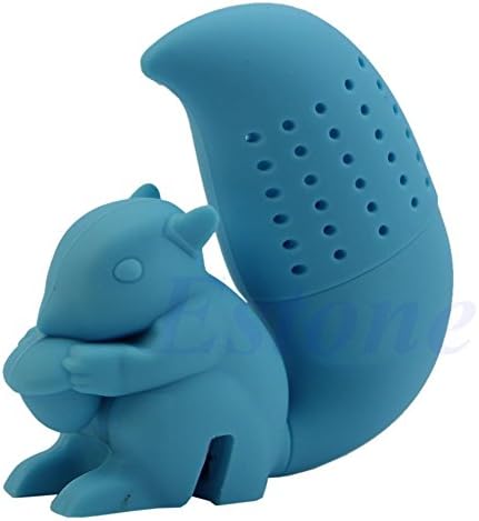 Squirrel Tea Infuser Loose Leaf Strainer Herbal Spice Silicone Filter Diffuser #Blue