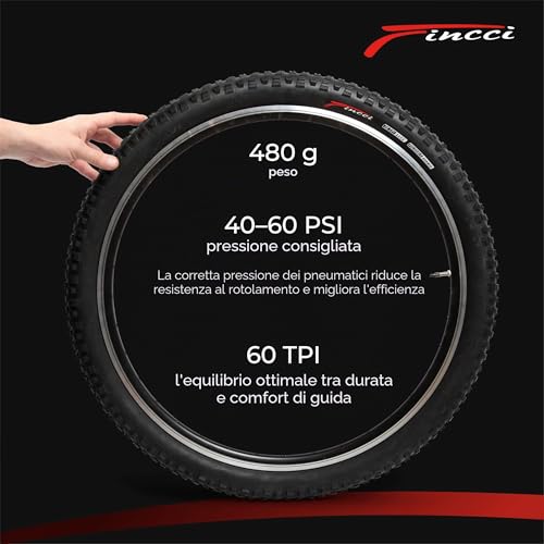 Fincci Bicycle Tyres MTB 27.5 x 2.25 – Pair of Folding Tyres Black 57-584 with Puncture Proof 1 mm – Bicycle Tyres 27.5 Inches for Adult Women and Men – Packaging Accessories for Mountain & E Bike