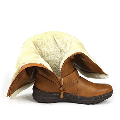 DREAM PAIRS Women's Winter Fully Fur Lined Zipper Closure Snow Knee