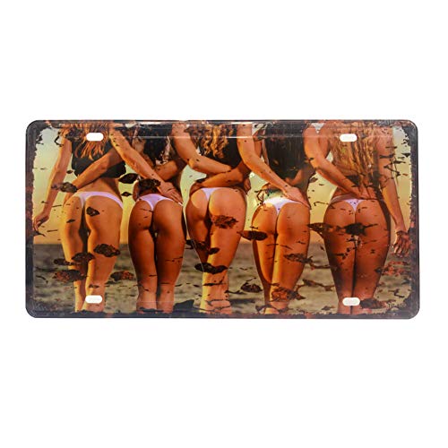 Ayiguri Vintage Feel Wall Decor Car Vehicle License Plate SPTE Souvenir Tinplate Metal Sign Poster Plaque 12 x 6 Inches (Bikini) - Thumbnail 2