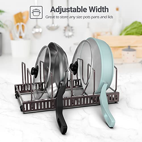 Puricon (3 Set) Pot Rack Pan Lid Organizer with 15 Adjustable Dividers