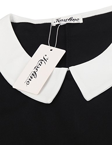 KASCLINO Sleeveless Casual Dress, Women's Lapel Summer Casual Elegant Party Dresses with Pockets Black S