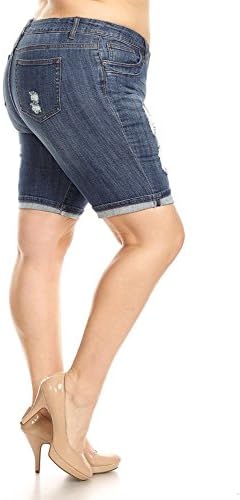 Trinity Jeans Women's Distressed Destroyed Plus Size Denim Bermuda Shorts (1XL-3XL)