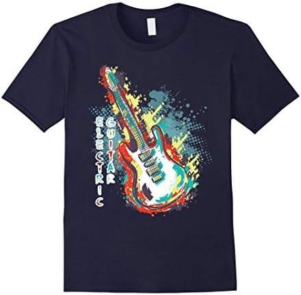 Men's Electric Guitar Tee Shirt - Electric Guitar Player Shirt Large Navy