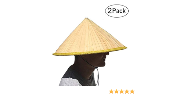 amazon com sunnyhill pack of 2 fish hat asian vietnamese large straw palm leaf sun rice farmer hat yellow clothing