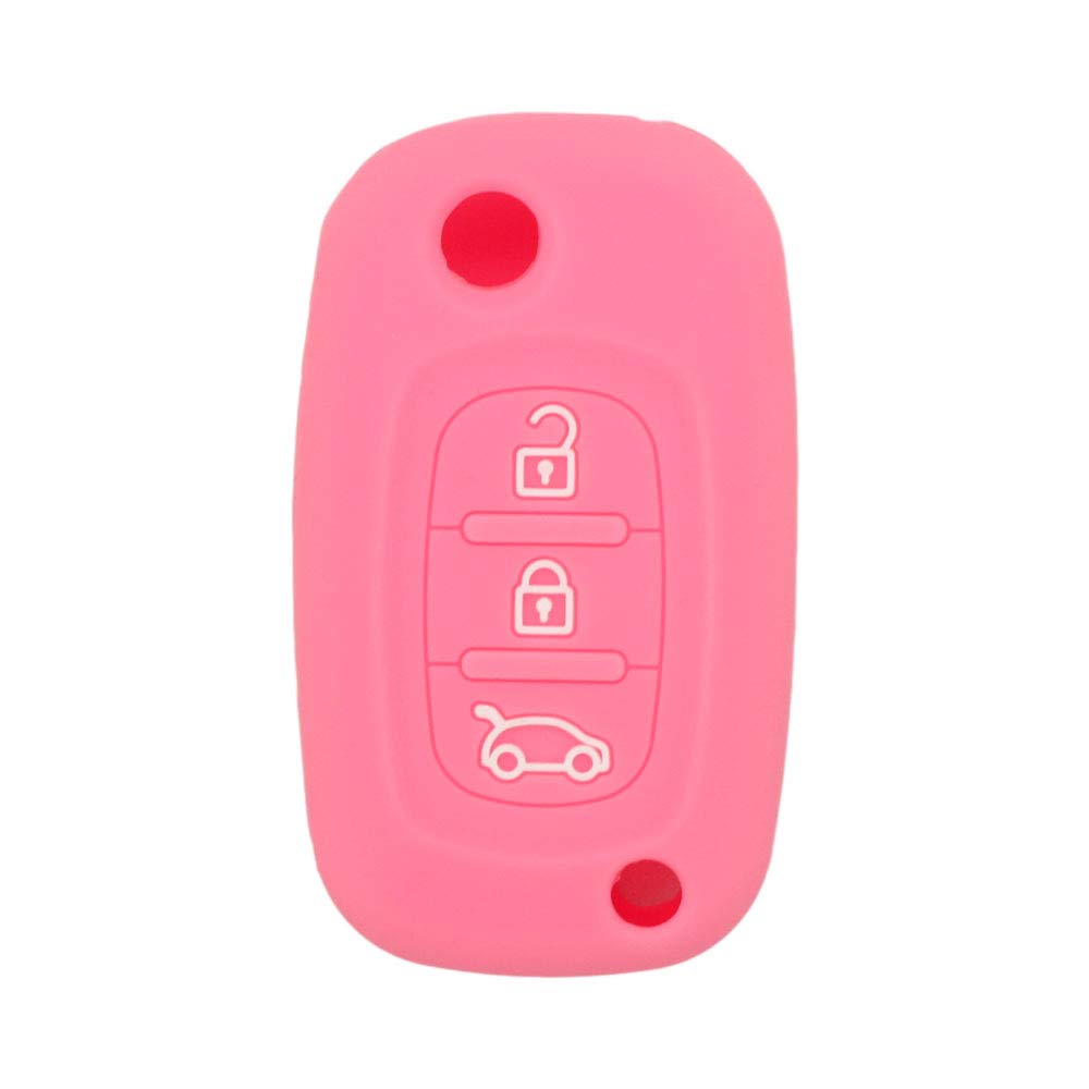 BROVACS Silicone Cover Protector Case Holder Skin Jacket Compatible with MERCEDES BENZ SMART RENAULT 3 Button Flip Remote Key Fob CV4954 Pink