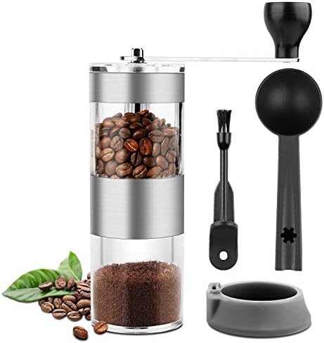 Manual Coffee Grinder with Adjustable Setting - Portable Coffee Grinder, Conical Ceramic Burr Mill for Camping, Travel, Picnics