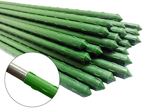 UniEco Metal Garden Stakes 35 Inches Plastic Coated Steel Plant Stakes, Plant Sticks for Plant Support, Pack of 10