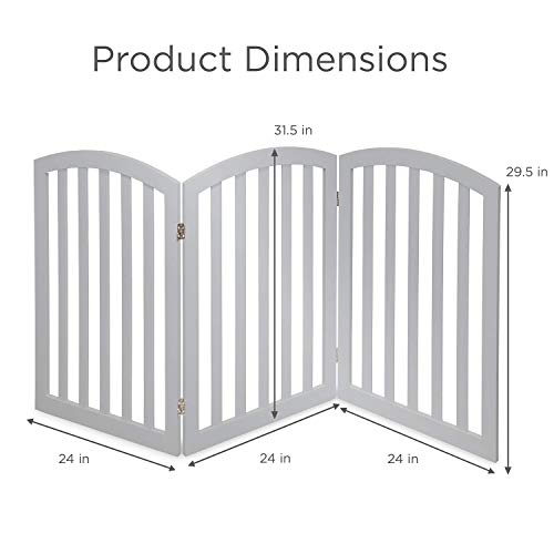 Arf Pets Free Standing Wood Dog Gate, Expands Up to 74" Wide, 31.5" Tall - Bonus Set of Foot Supporters Included â€“ Grey Color (Certified Refurbished)
