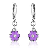 Flower Earrings For Girls Hypoallergenic Earrings Silver Tone Rhodium Plated Kids Earrings For Little Girls | Sensitive Ears Lever Back Hoop Earrings For Girls Comfortable Safety Back Toddler Earrings