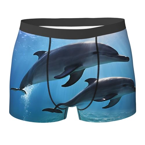 SYHEART Dolphins In The Sea Print Men'S Boxer Briefs With Elastic Comfort Fit Design For All-Day Wear