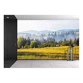 Fantastic Day with Fresh Blooming Hills in Warm Sunlight - Removable Wall Mural | Self-Adhesive Large Wallpaper - 66x96 inches