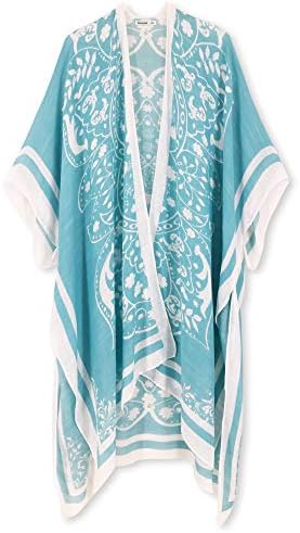 Breezy Lane Women's Beach Coverup Swimsuit Kimono Cardigan with Floral Print