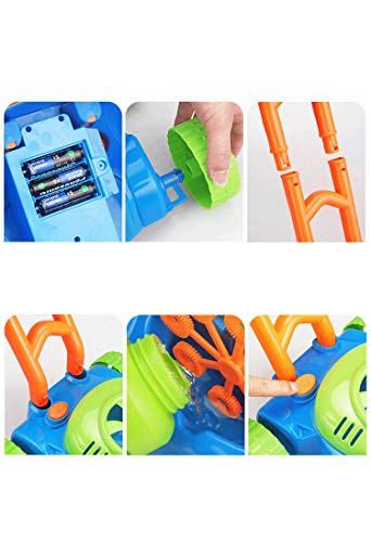 ✅Bubble Machine Auto Spillproof Bubble Blowing Baby Walker Trolley Lawn Mower Outdoor Garden Toy Bubble Maker Blower for Kids
