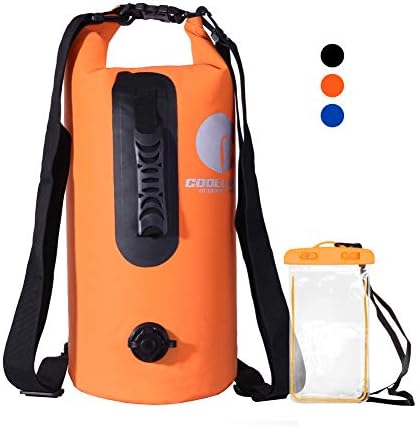 COOL LAND Waterproof Dry Bag Sack - Roll Top Backpack with Inflatable Nozzle for Kayaking, Boating, Fishing, Rafting, Swimming, Camping Includes Waterproof Phone Case