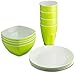 PLASTI HOME Reusable Plastic Dinnerware Set (12pcs) – Ideal For Kids. Fancy Hard Plastic Plates, Bows & Cups In Green Colors – Microwaveable & Dishwasher Safe Flatware & Tumblers For Daily Use,