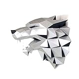 Wolf Head Paper Trophy Complete Craft Kit GOT House Stark Direwolf DIY 3D Building Puzzle Adults Low Poly Paper Animal Building Set Game of Thrones