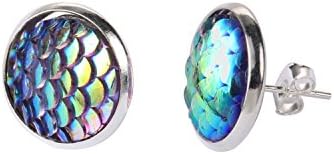 Aganippe Fish / Dragon Scales Stud Earrings for Girl Women Christmas Jewelry (Style-7)