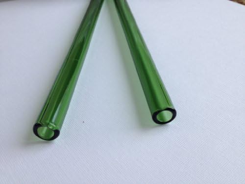 Set of 2--Beautiful, Crystal Clear, Emerald Green Straws 9.5mm x 8 in w/brush
