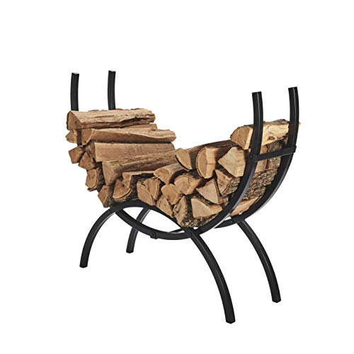 Shelter SCRM Firewood Crescent Storage Log Rack/Holder, Holds 1/5 Cord, Powder Coated Heavy Duty 1.5" Tubular Steel, Medium (48" L x 14" D x 40" H), Black - Thumbnail 4
