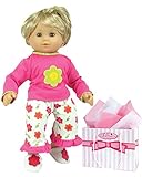 15 Inch Baby Doll Pajamas by Sophia's, Fits American Girl Bitty Baby 15 Inch Baby Doll & More! Flower Print Capri Pajama Pants & Shirt