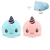 2PC Whale Squishies Slow Rising Jumbo, Lanteen 2018 8cm Unicorn Whale Cartoon Scented Squishy Charm Slow Rising Squeeze Toy Charm (Random Color)