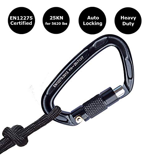 Favofit Auto Locking Rock Climbing Carabiner Clips, Certified 25KN
