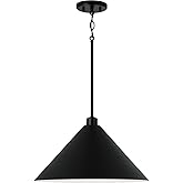Capital Lighting 351311MB Alden Modern Industrial Metal Cone with White Interior Pendant Ceiling Light, 1-Light 100 Watt, 10"