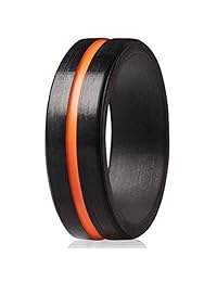 ThunderFit - Anillo de silicona para hombre, 4 anillos, 1 anillo, biselado, línea delgada, bandas de boda de goma